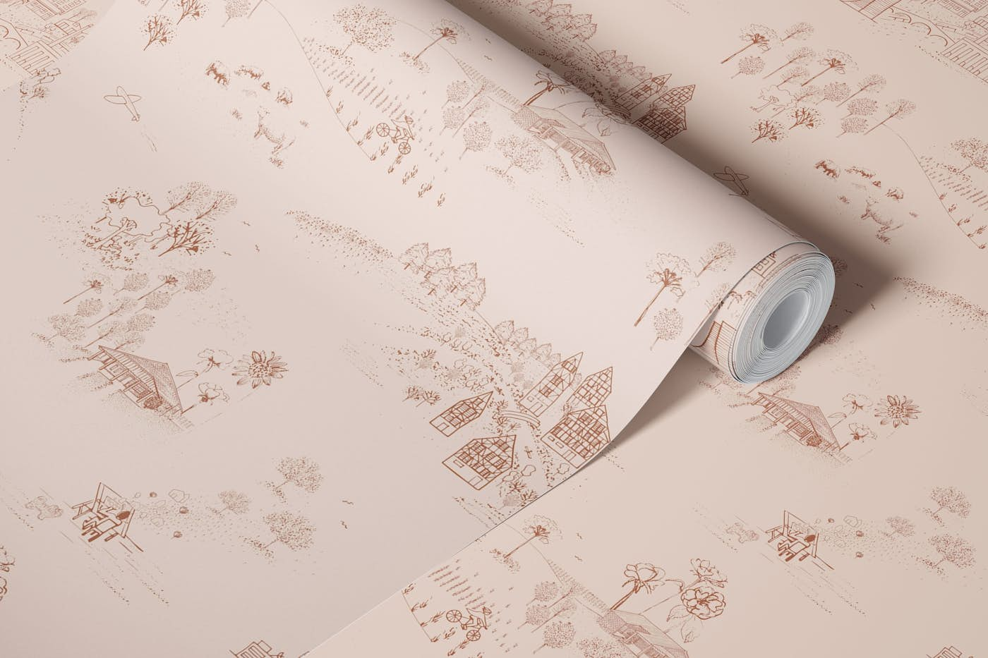 Toile Always Home - Salmon wallpaper roll