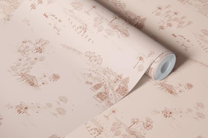Toile Always Home - Salmonwallpaper roll