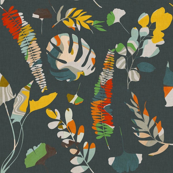 jungle leaves colorful repeated pattern