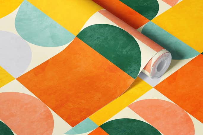 colorful checkers mid century modernwallpaper roll