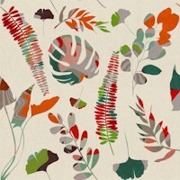 Jungle leaves pattern with red tapetit