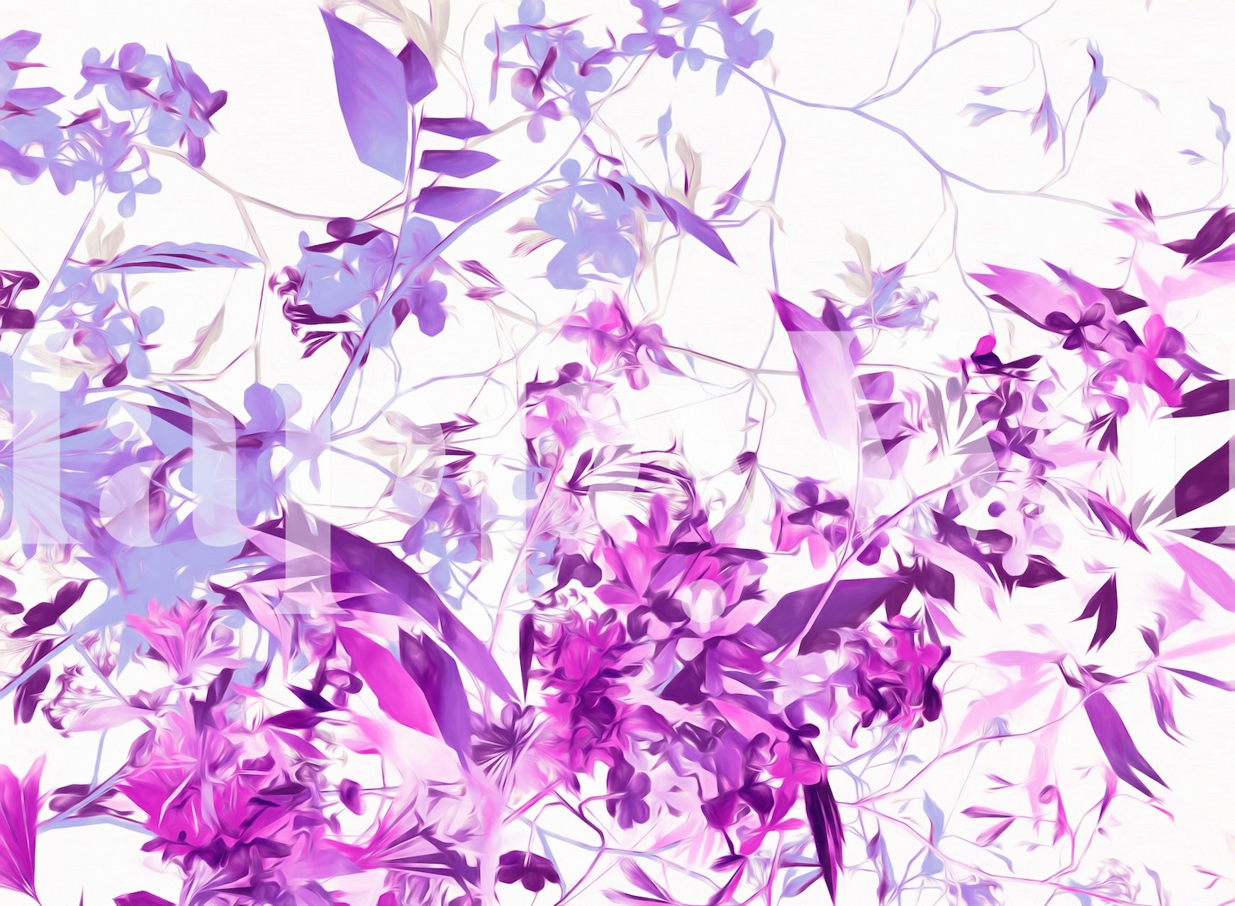 Tapetdesign med Leaves och Flowers