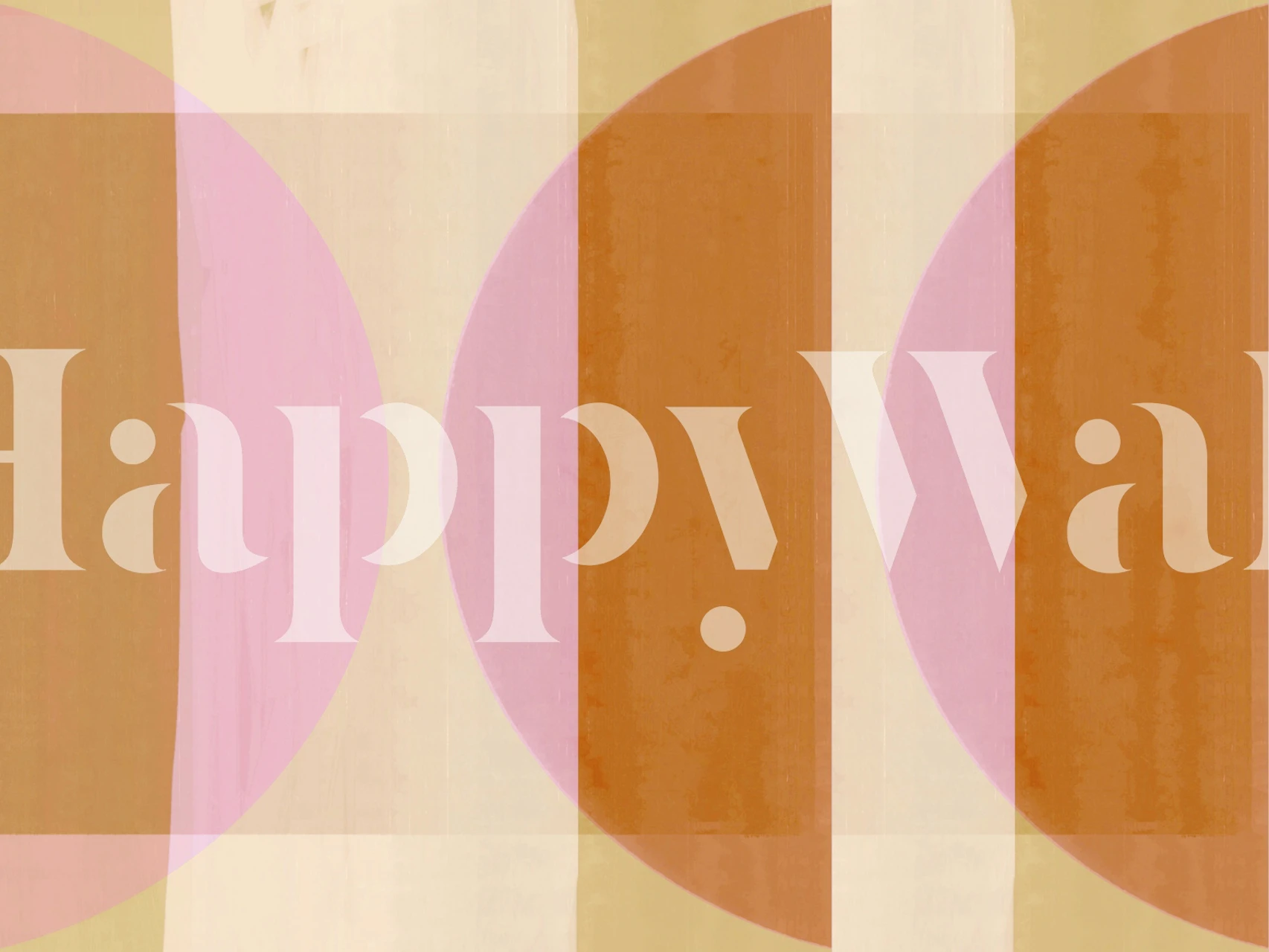 Warm Bauhaus inspired wall mural with geometric shapes in pastel and earthy tones