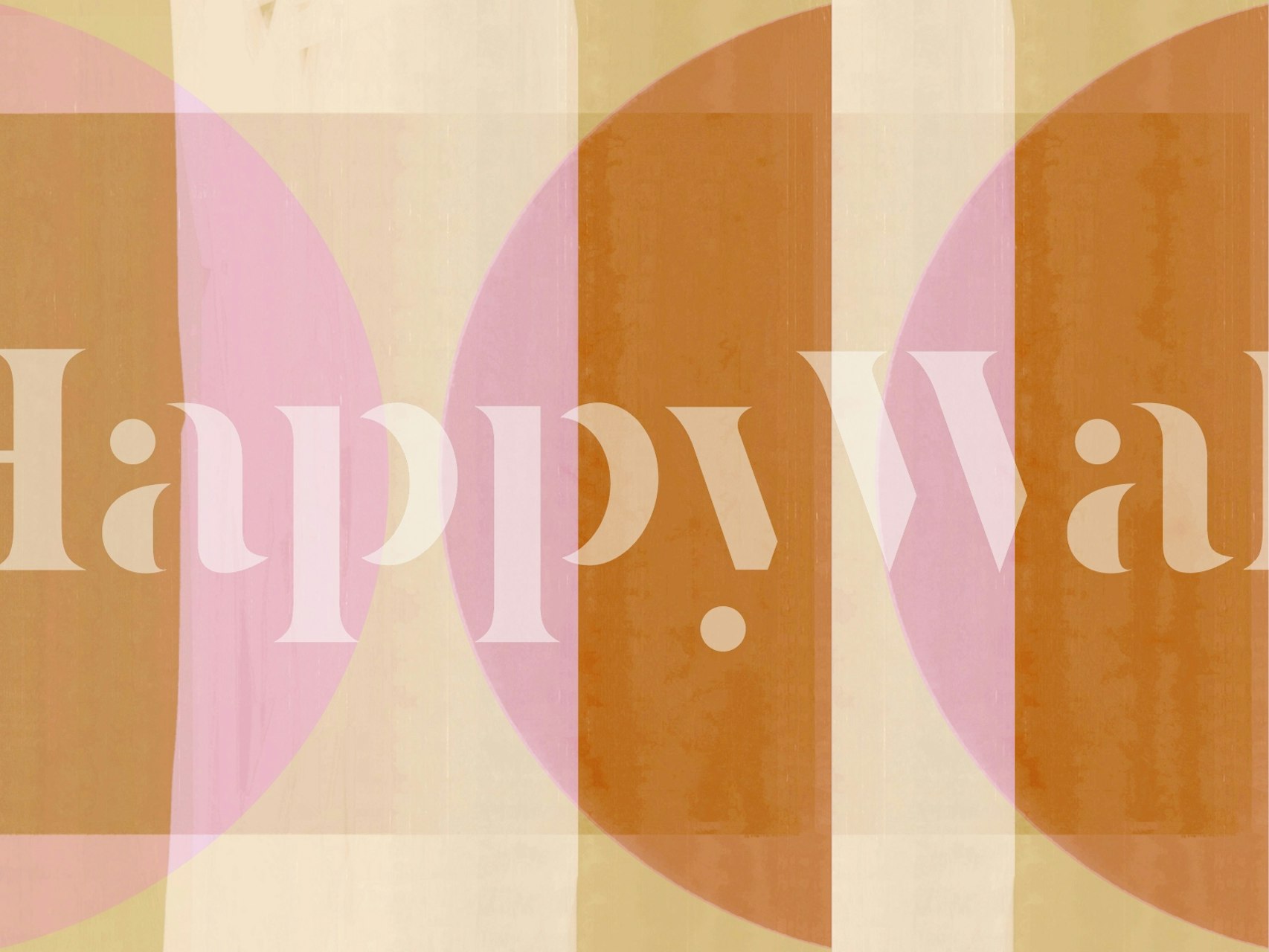 Warm Bauhaus inspired wall mural with geometric shapes in pastel and earthy tones