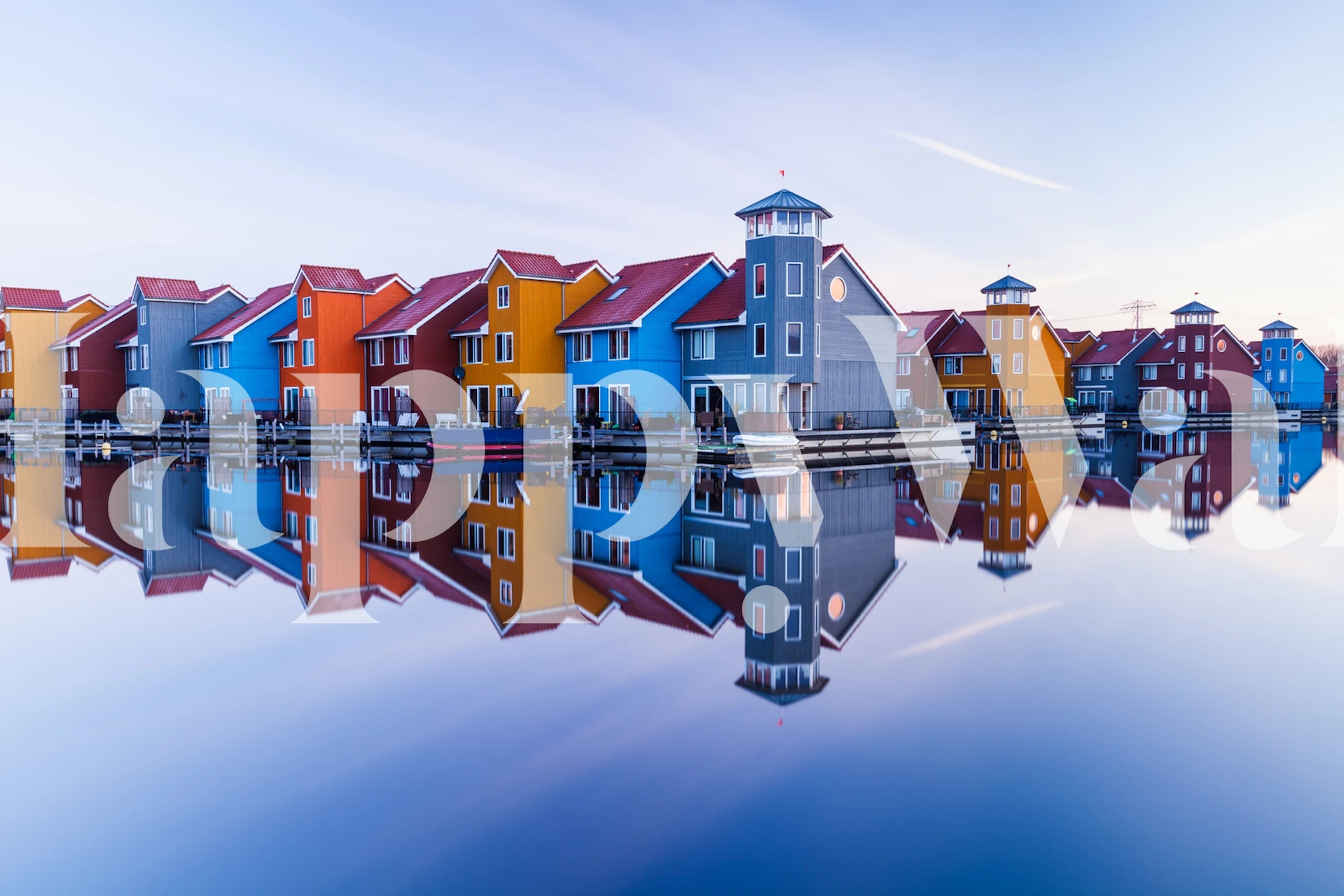 Vibrant colored homes wallpaper in a room