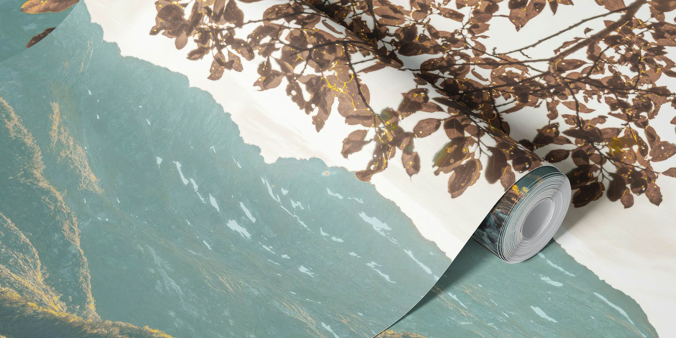 Mountain and lake scene with soft colors nature wallpaper