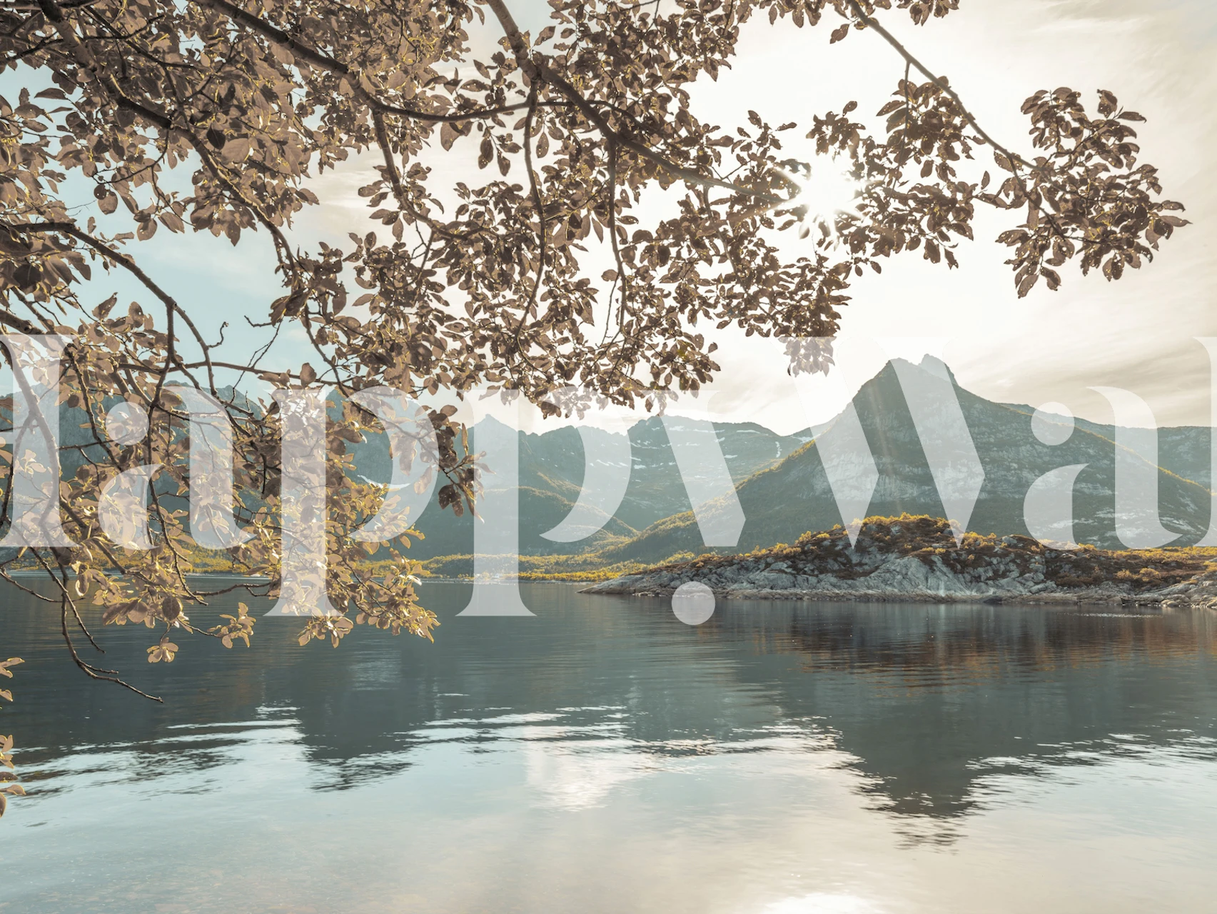 Mountain and lake scene with soft colors nature wallpaper