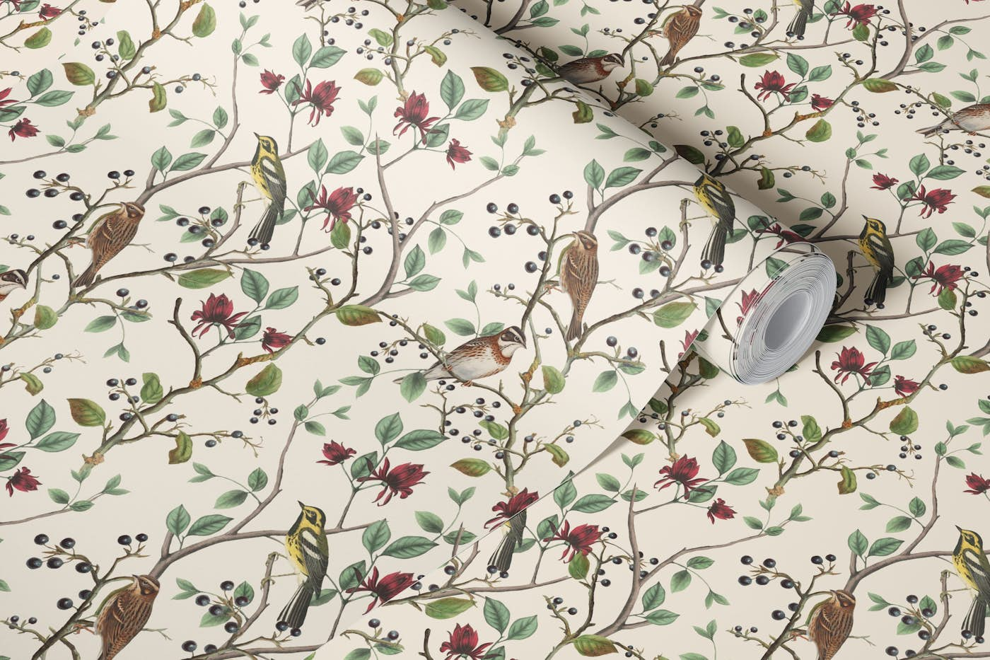 Nordic Chinoiserie Bird Whispers wallpaper roll