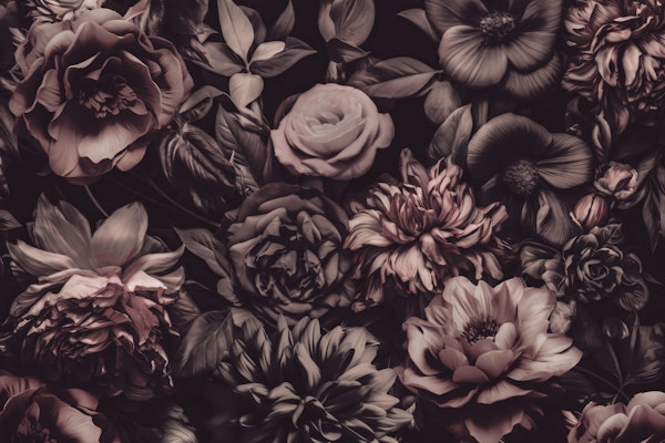 Opulent Baroque Flowers Moody Botany Brown