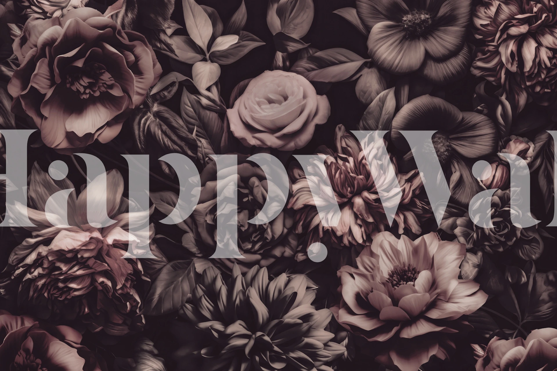 Moody botanical wallpaper with baroque flowers