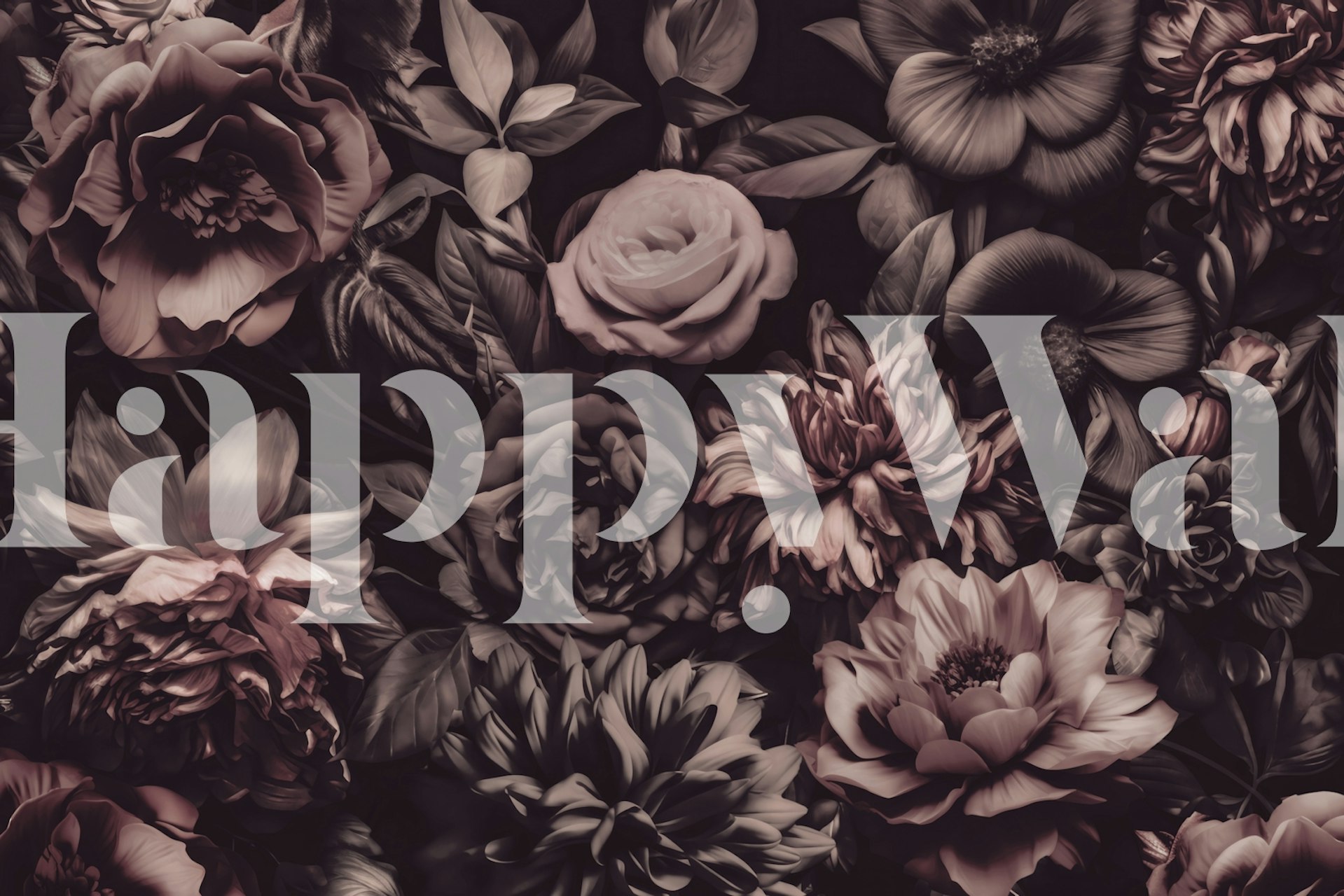 Moody βοτανικά ταπετσαρία με μπαρόκ λουλούδια