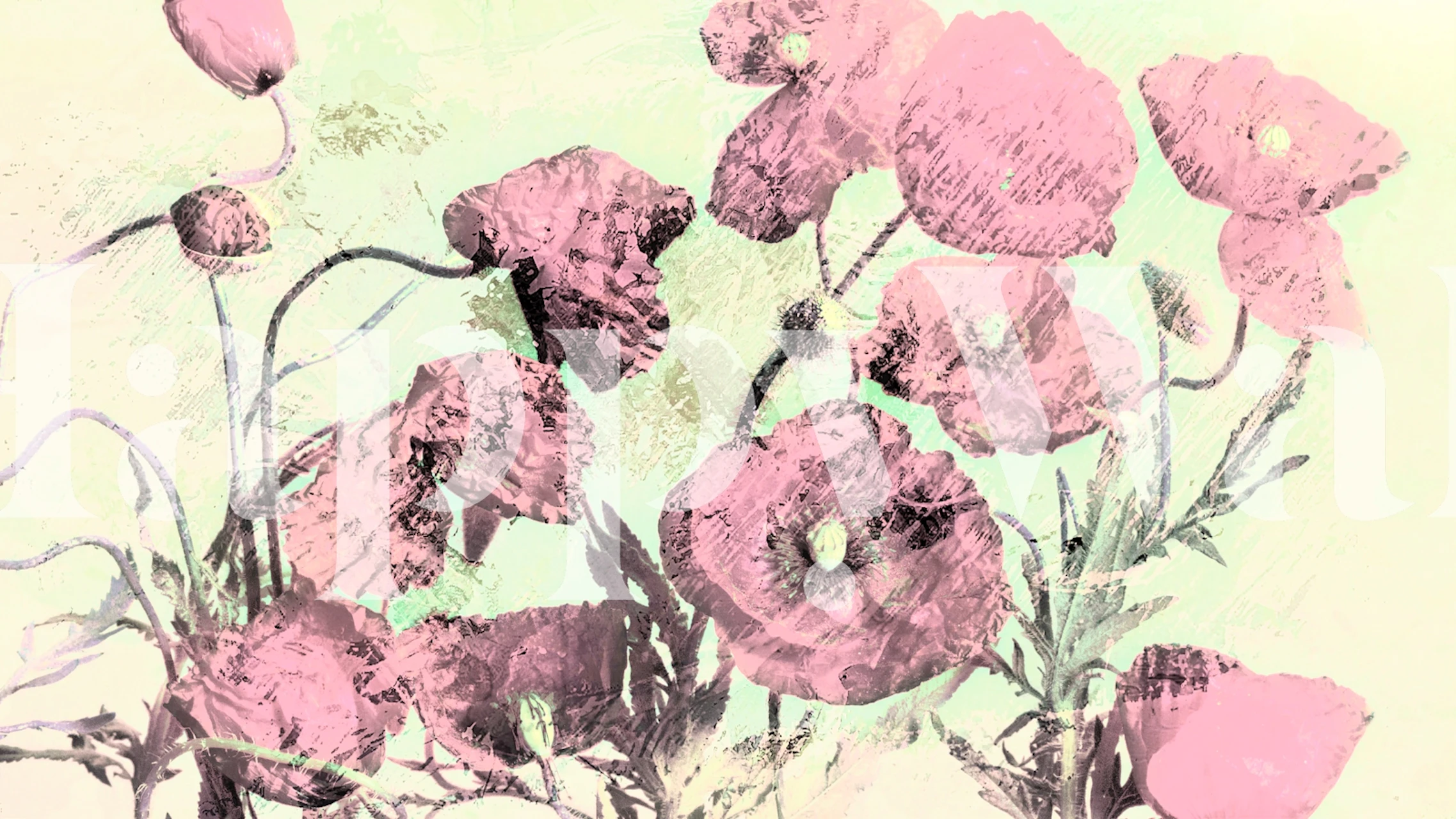 Diseño de papel pintado Retro Floral en una habitación