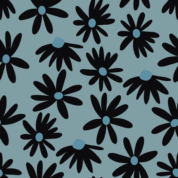 Retro Summer Night Daisies Pattern 1