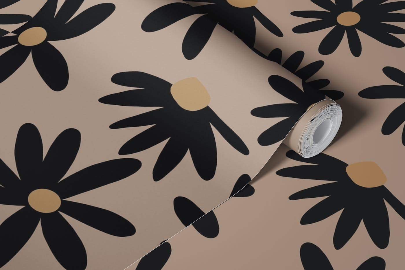 Retro Summer Night Daisies Pattern 2 wallpaper roll