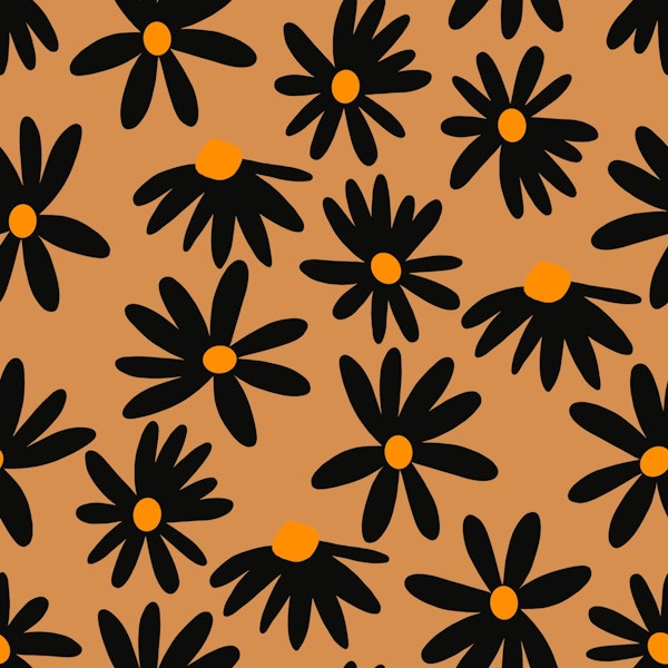 Retro Summer Night Daisies Pattern 3