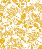 Honeysuckle stencil flowers wallpaper in bumblebee yellow tapet