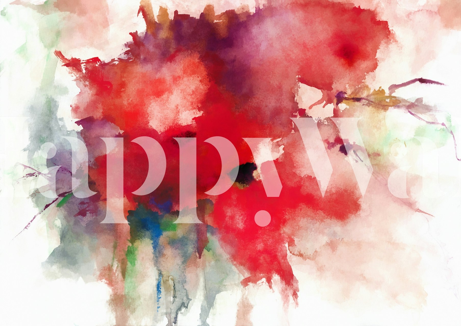 Red flowers wallpaper displayed in a room