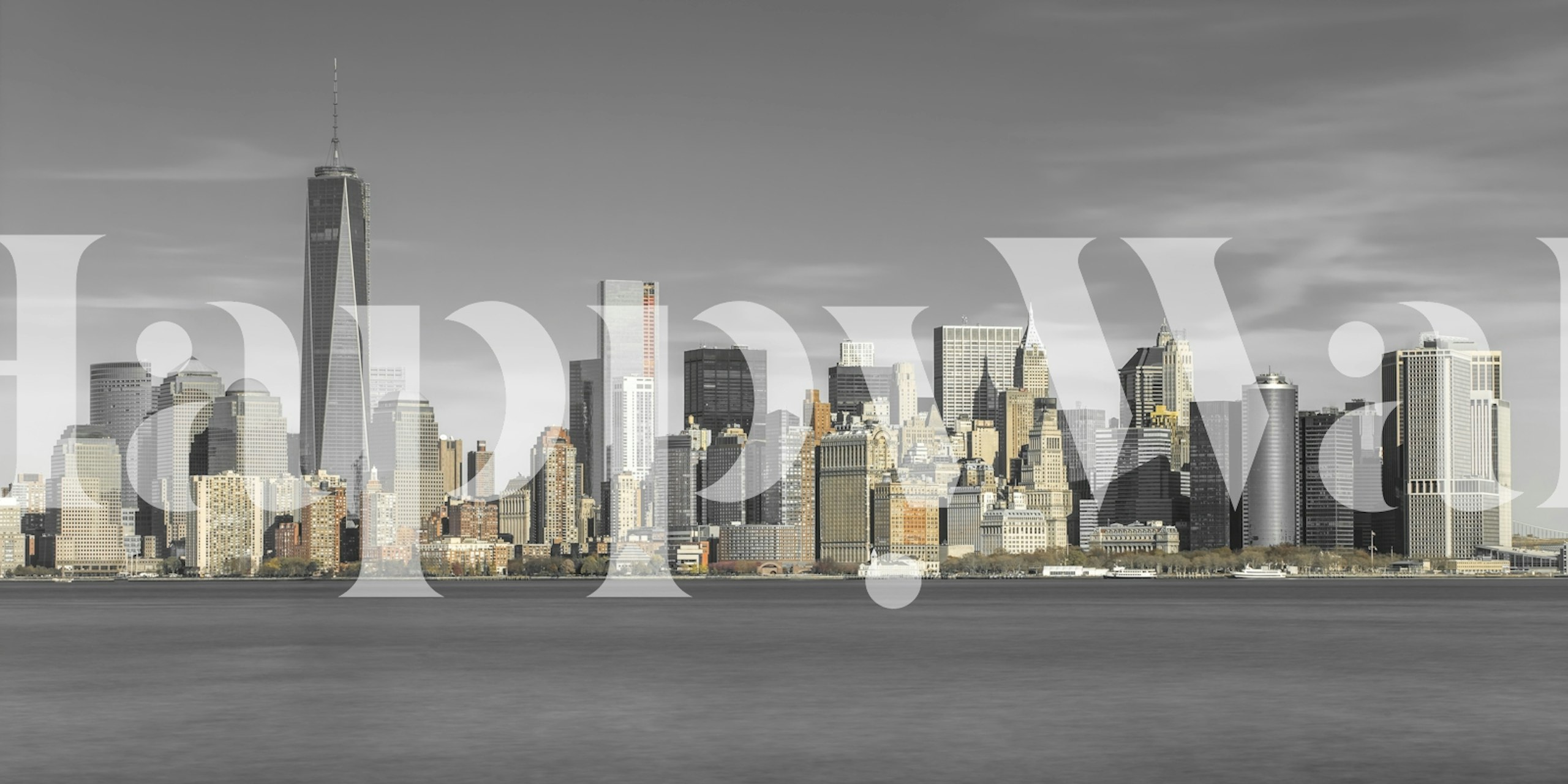 Fototapeta Panorama Dolního Manhattanu s mrakodrapy a klidnými vodami pro výzdobu domova a kanceláře