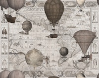 The Americas Antique World Map Steampunk Hot Air Balloon Vintage Travel ταπετσαρία