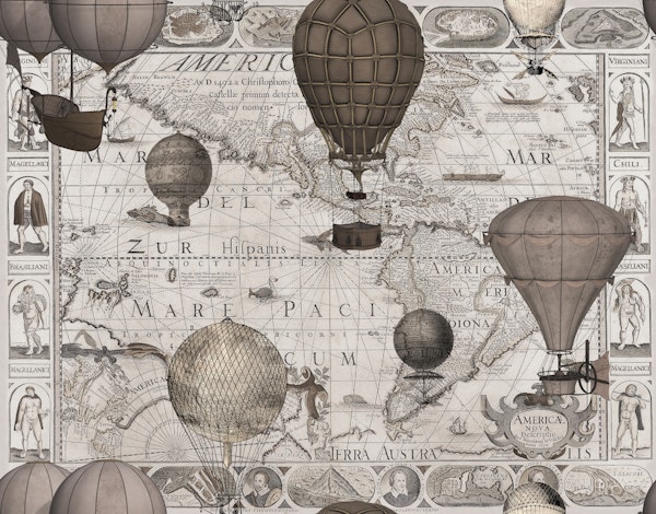 The Americas Antique Map Steampunk Balloons