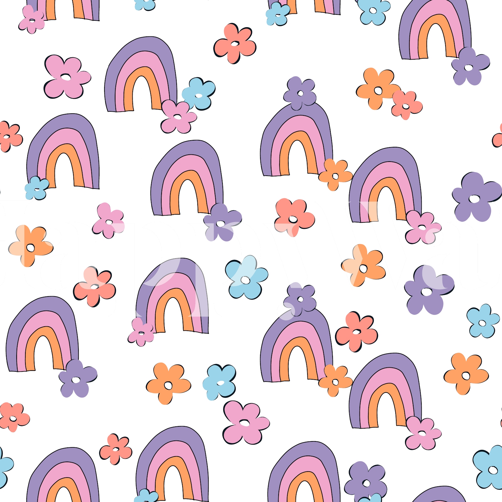 Buy Rainbows and Daisies Pattern 1 Wallpaper Happywall