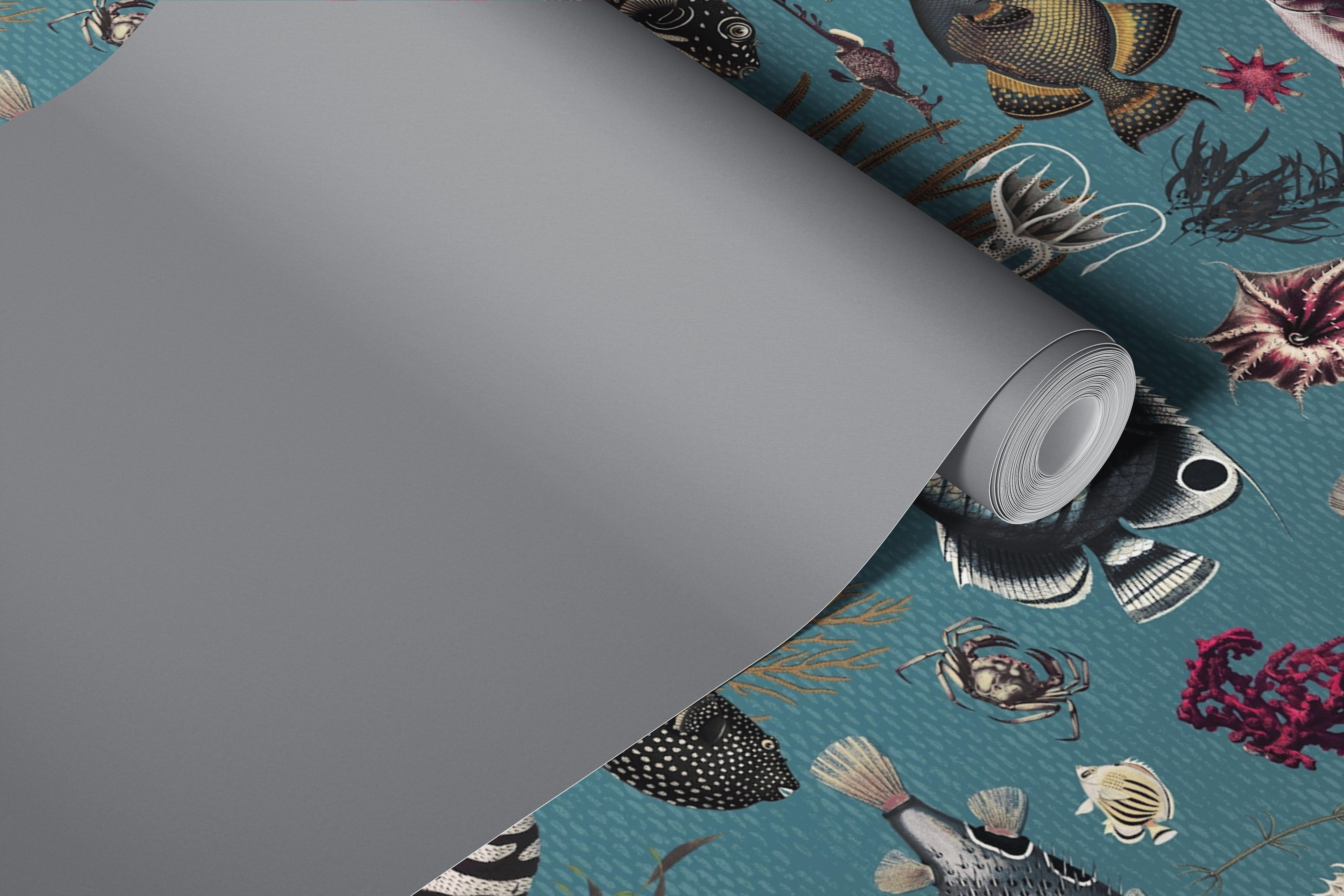 Oceania pattern wallpaper in a room setting