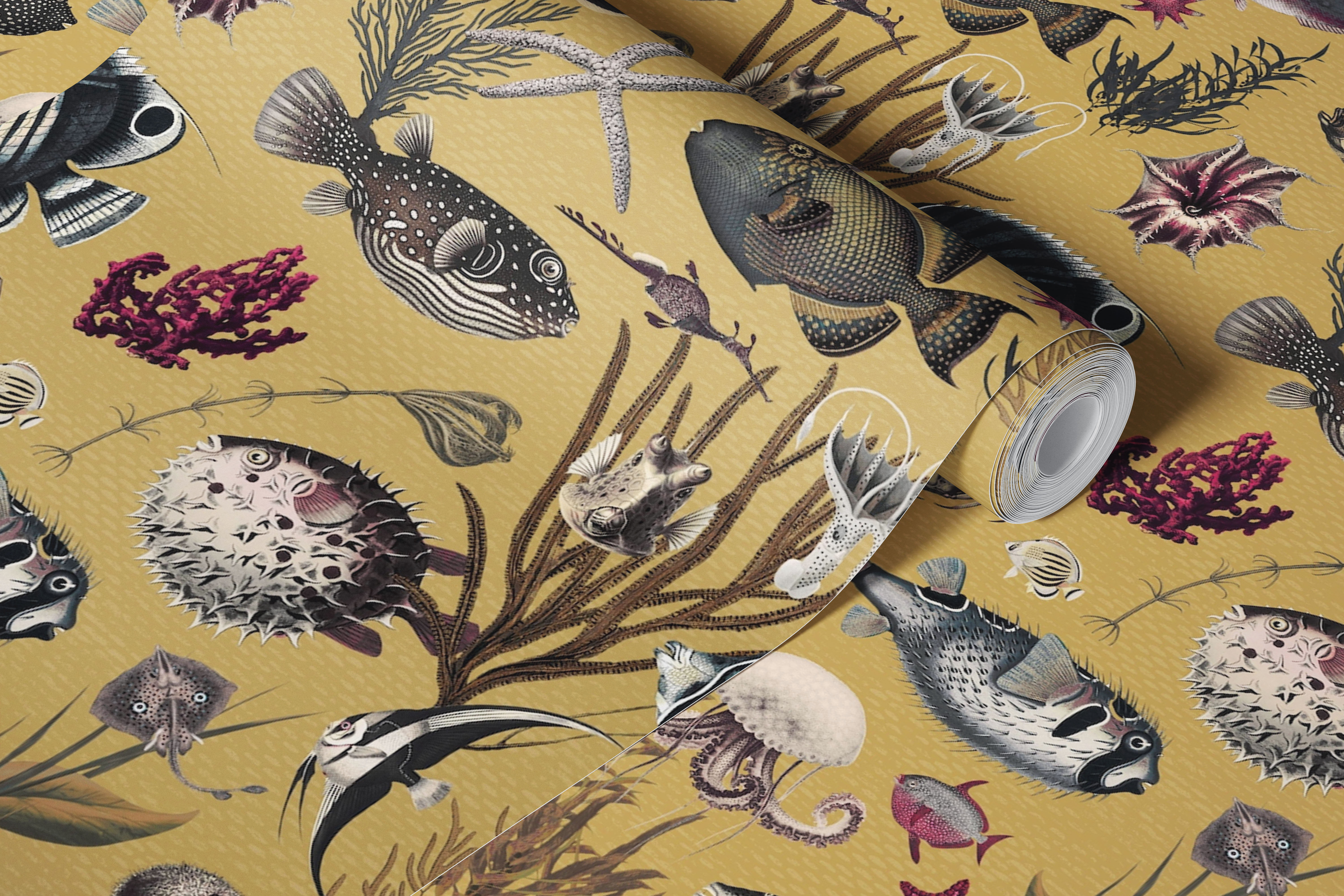 Oceania pattern wallpaper i et rum