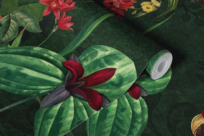 Moody Botanical Midnight Jungle Birdswallpaper roll