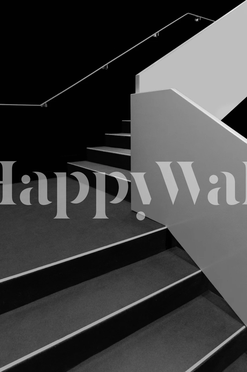 Black and white geometric staircase design wallpaper