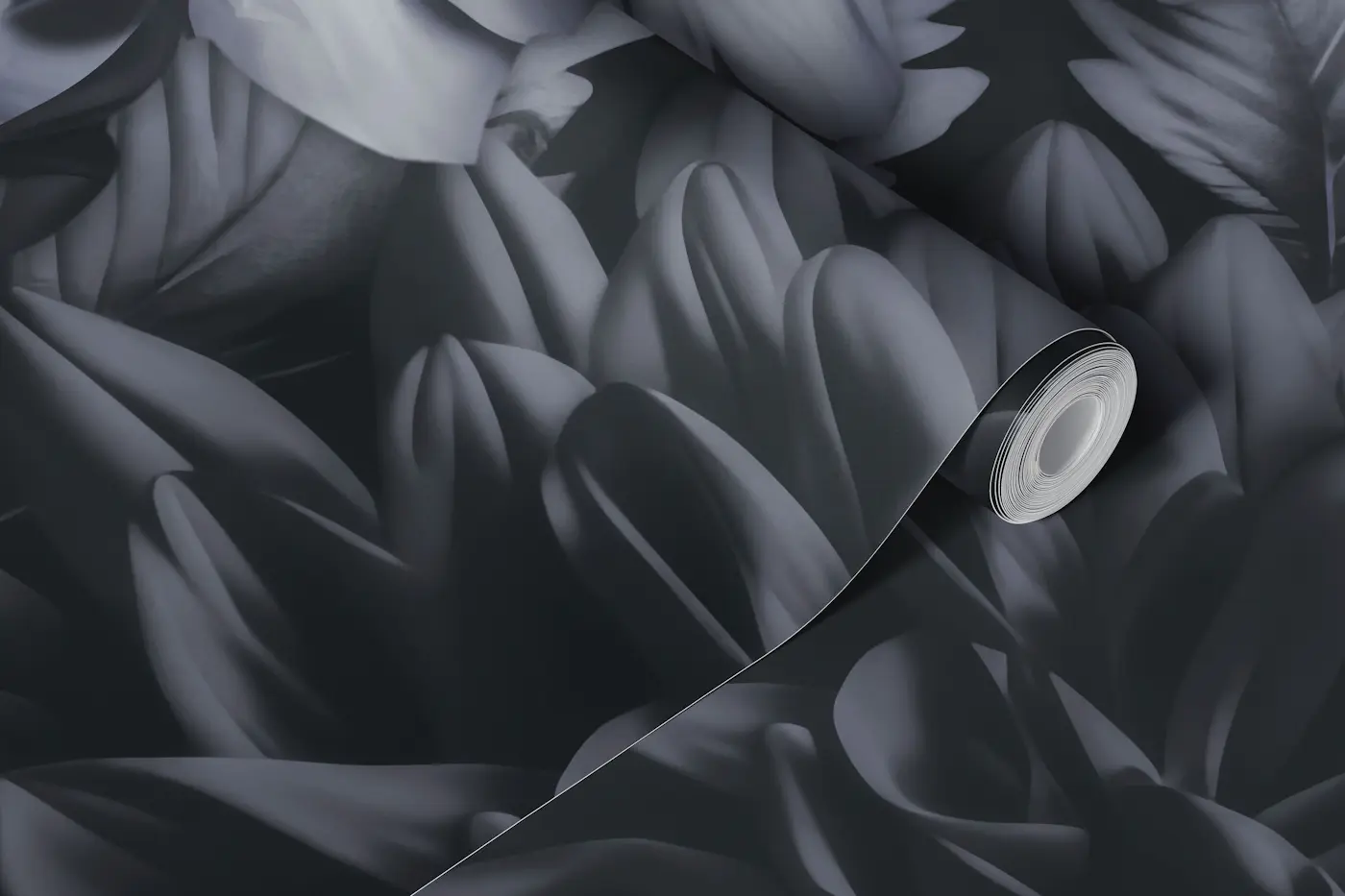 Opulent Baroque Flowers Moody Botanay Grey wallpaper roll