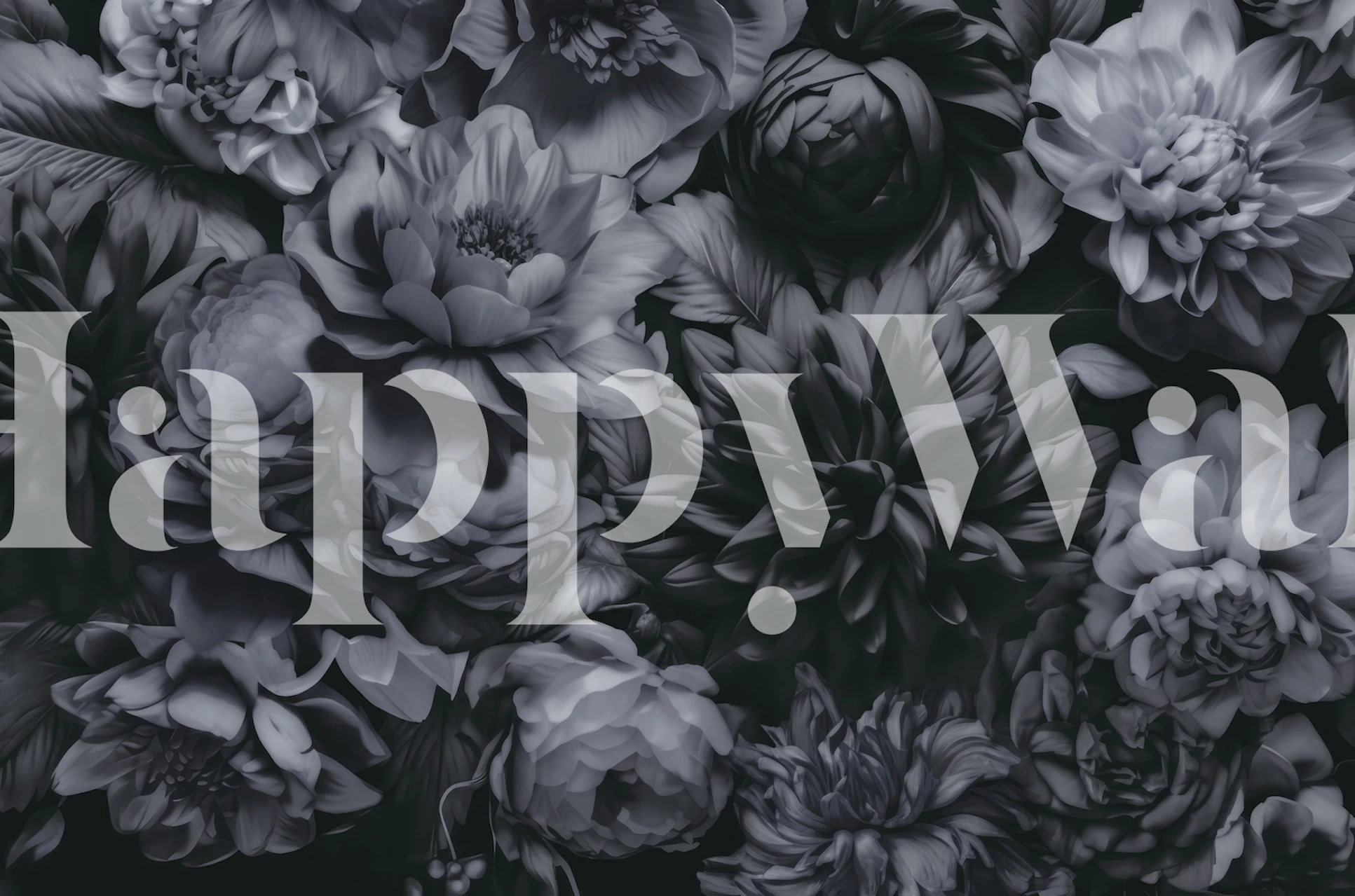 Dark grey floral wallpaper in a modern room