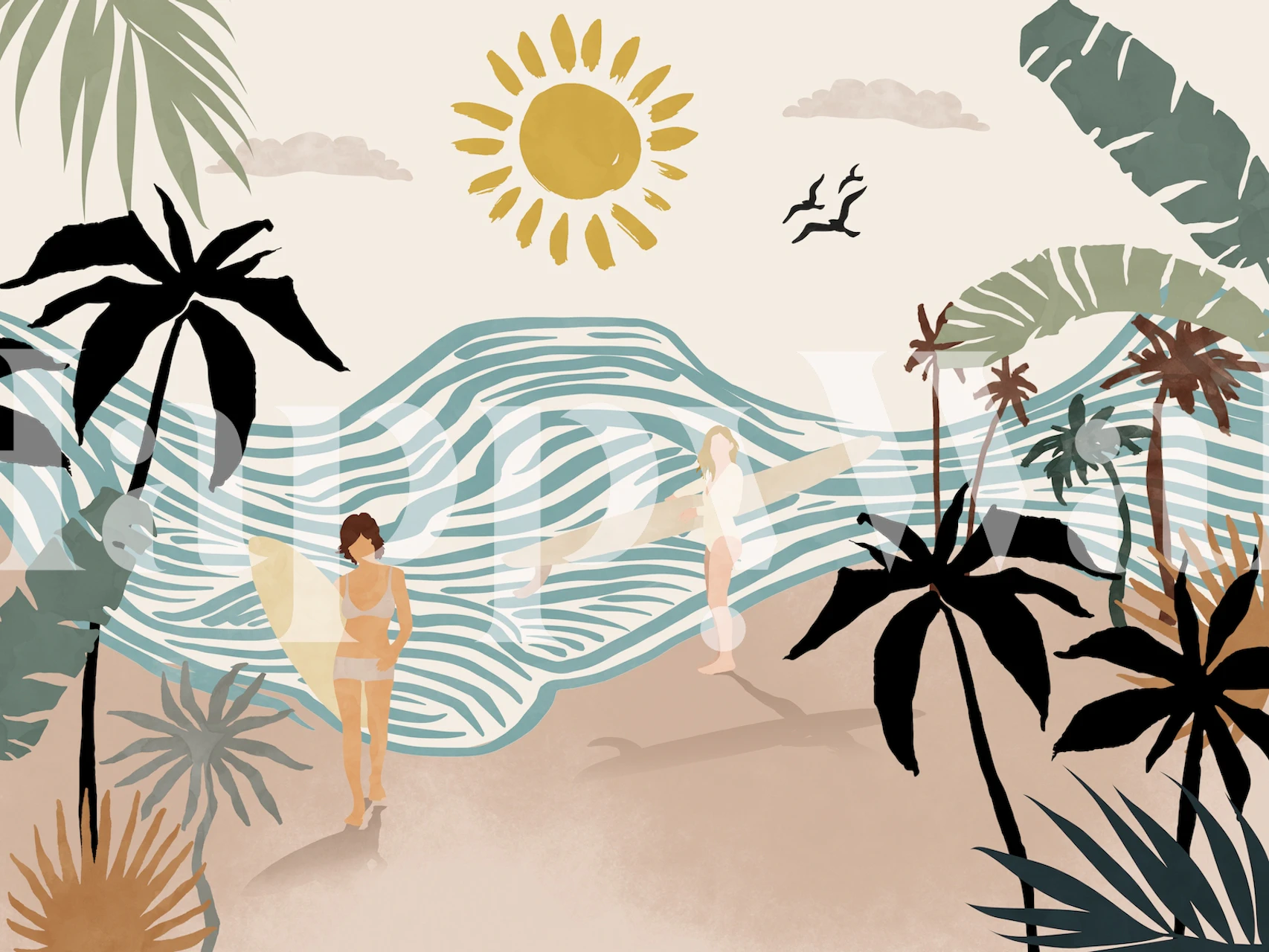 Sun Sea And Surf Tapet I Et Rom