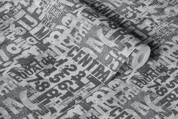 Grunge Typography Urban Style With Letters And Numbers In Neutral Greywallpaper roll