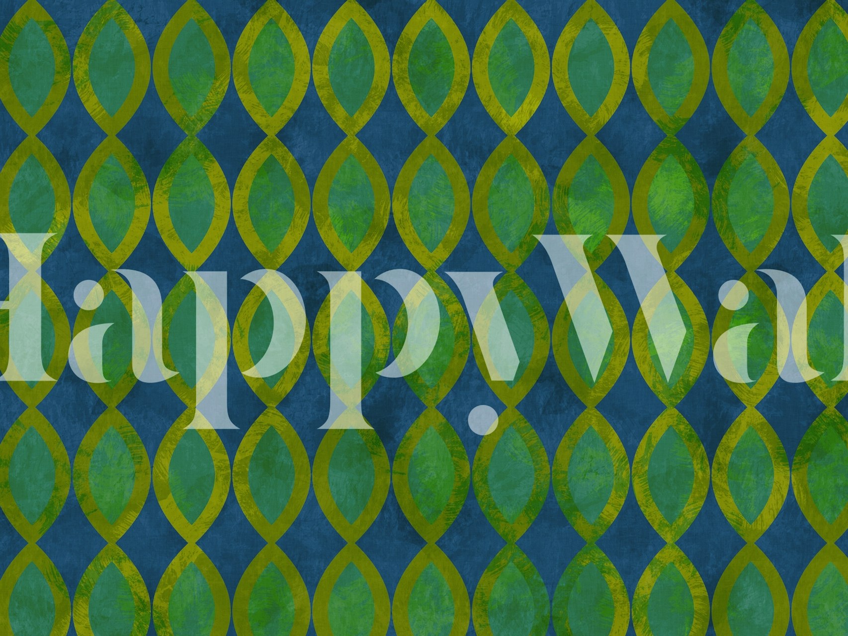 Fototapeta w stylu Art Deco z geometrycznym wzorem w odcieniach zieleni i błękitu