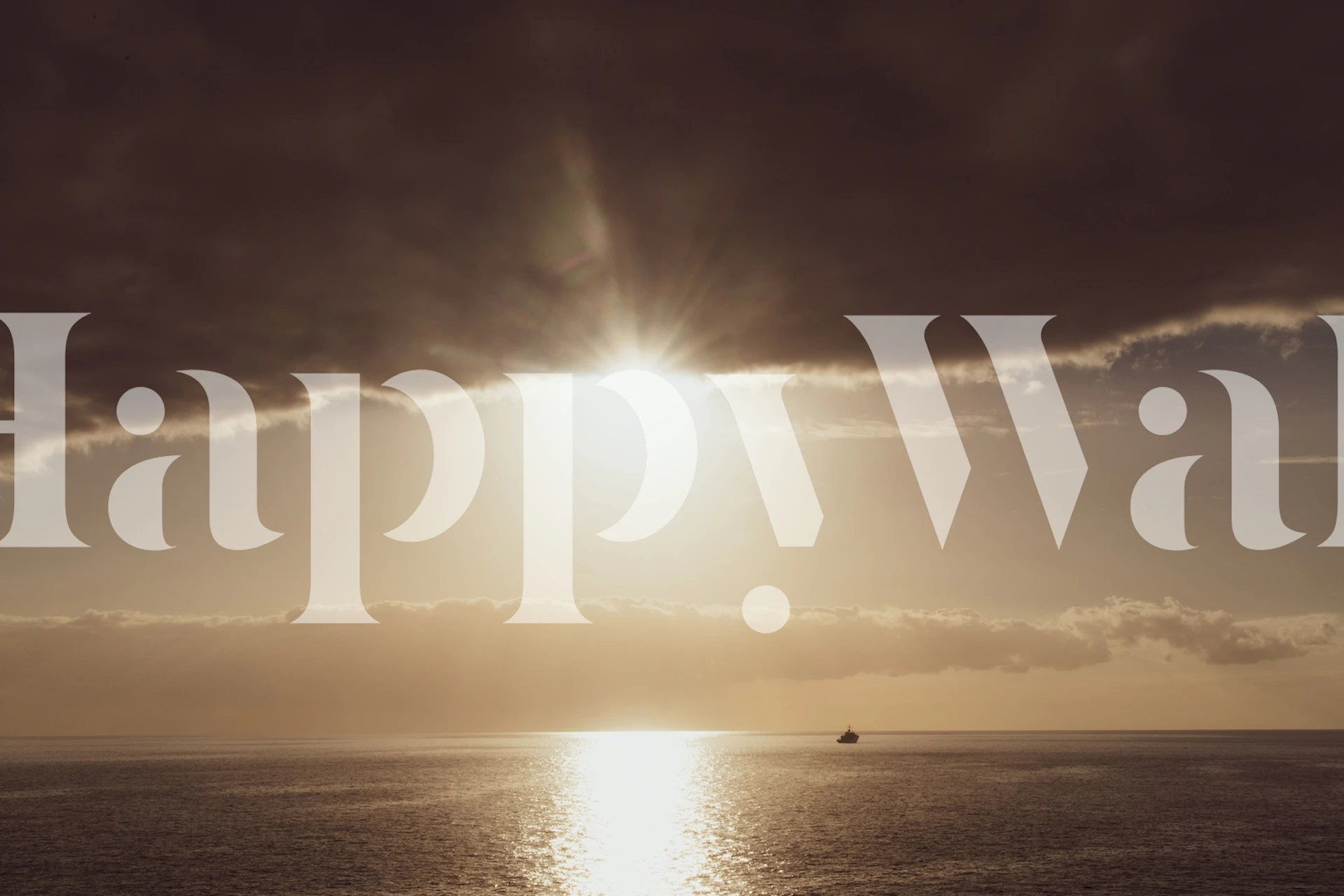 Sunset over ocean wall mural with a sailboat silhouette and reflection on water