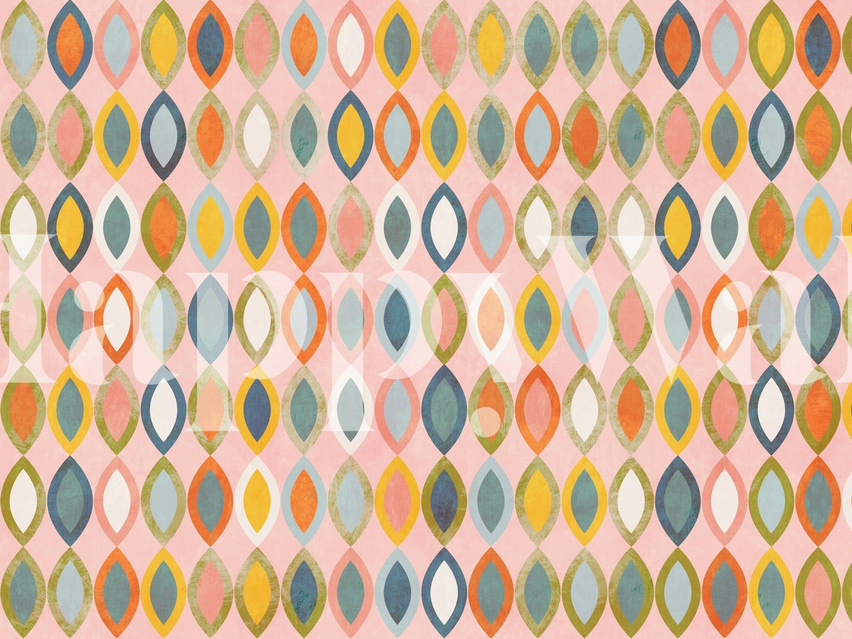 Motifs géométriques colorés rose, bleu, orange et vert wallpaper