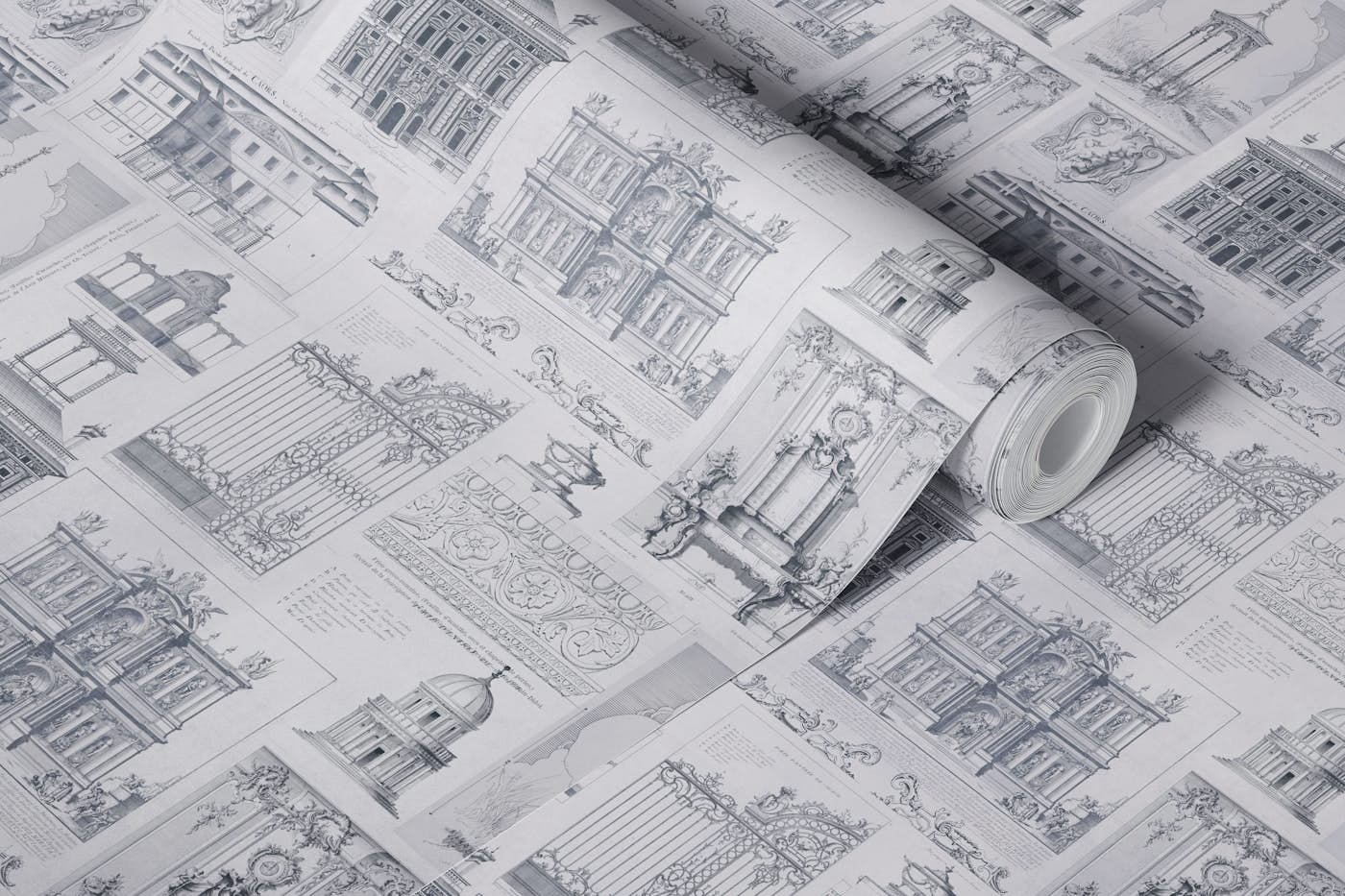 Classic Architecture Pattern Grey wallpaper roll