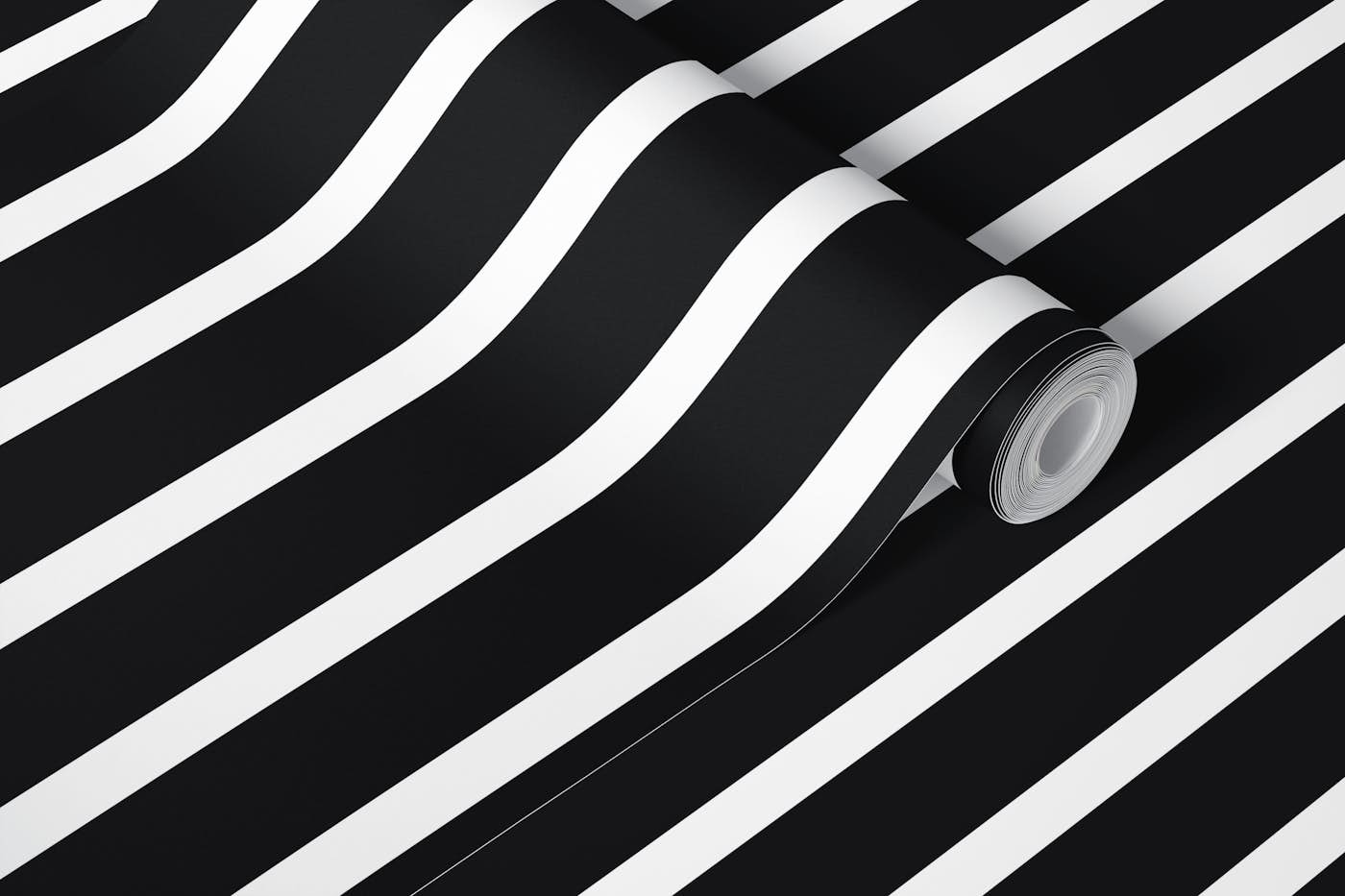 Simple Classic Black And White Stripe Pattern Horizontal wallpaper roll