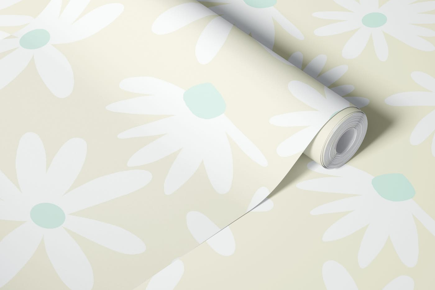 Pastel Retro Summer Daisies Pattern 1 wallpaper roll