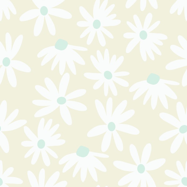 Pastel Retro Summer Daisies Pattern 1