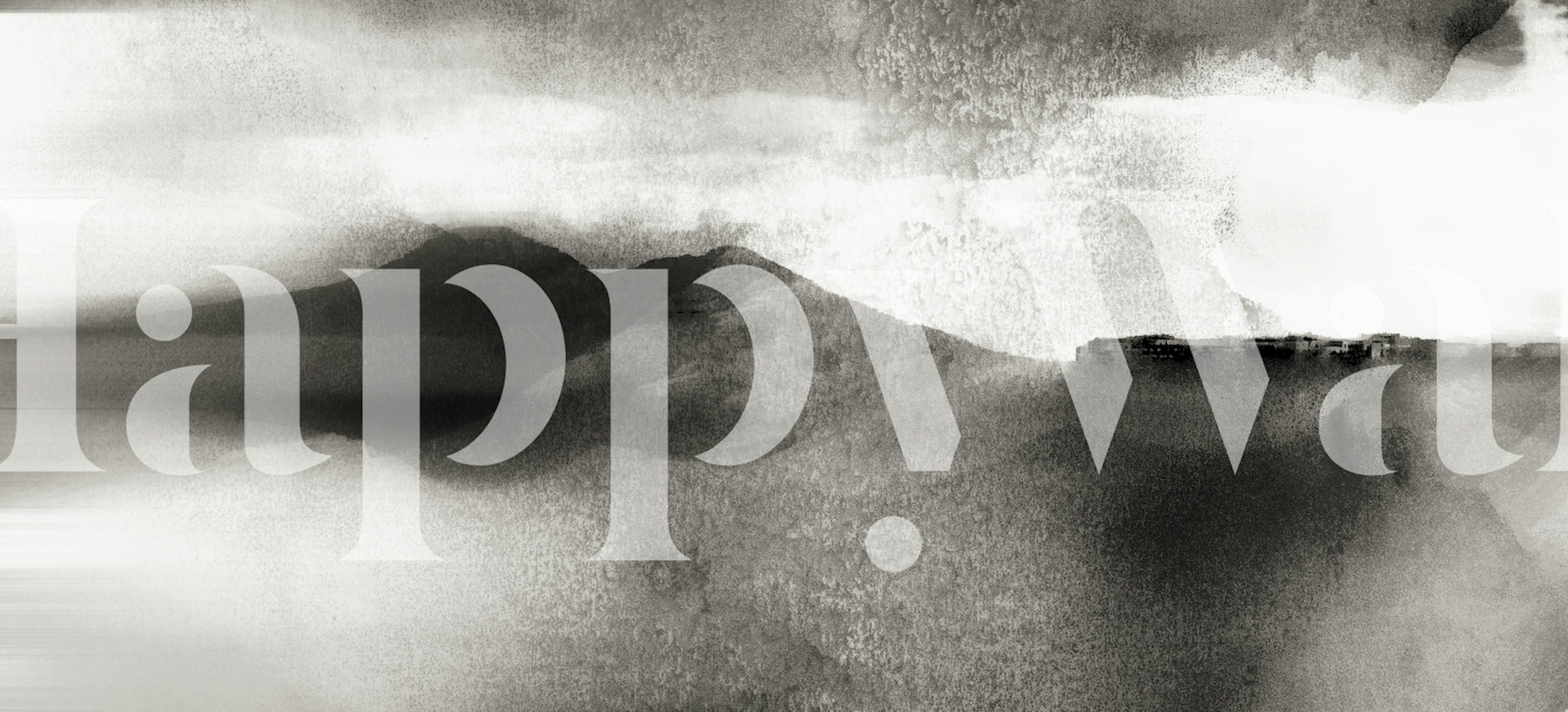 Αφηρημένη ασπρόμαυρη τοιχογραφία τοίχου Japan Mountain Grunge στο happywall.com