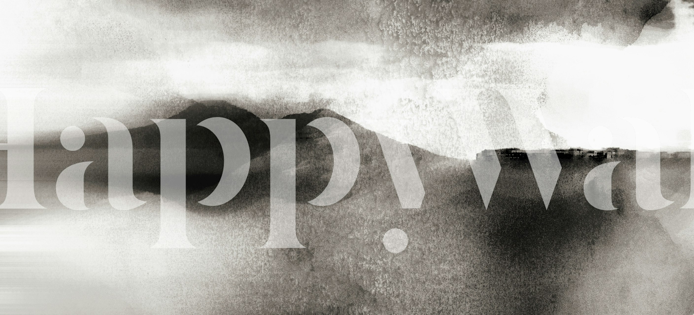 Mural de parede abstrato preto e branco Japan Mountain Grunge em happywall.com