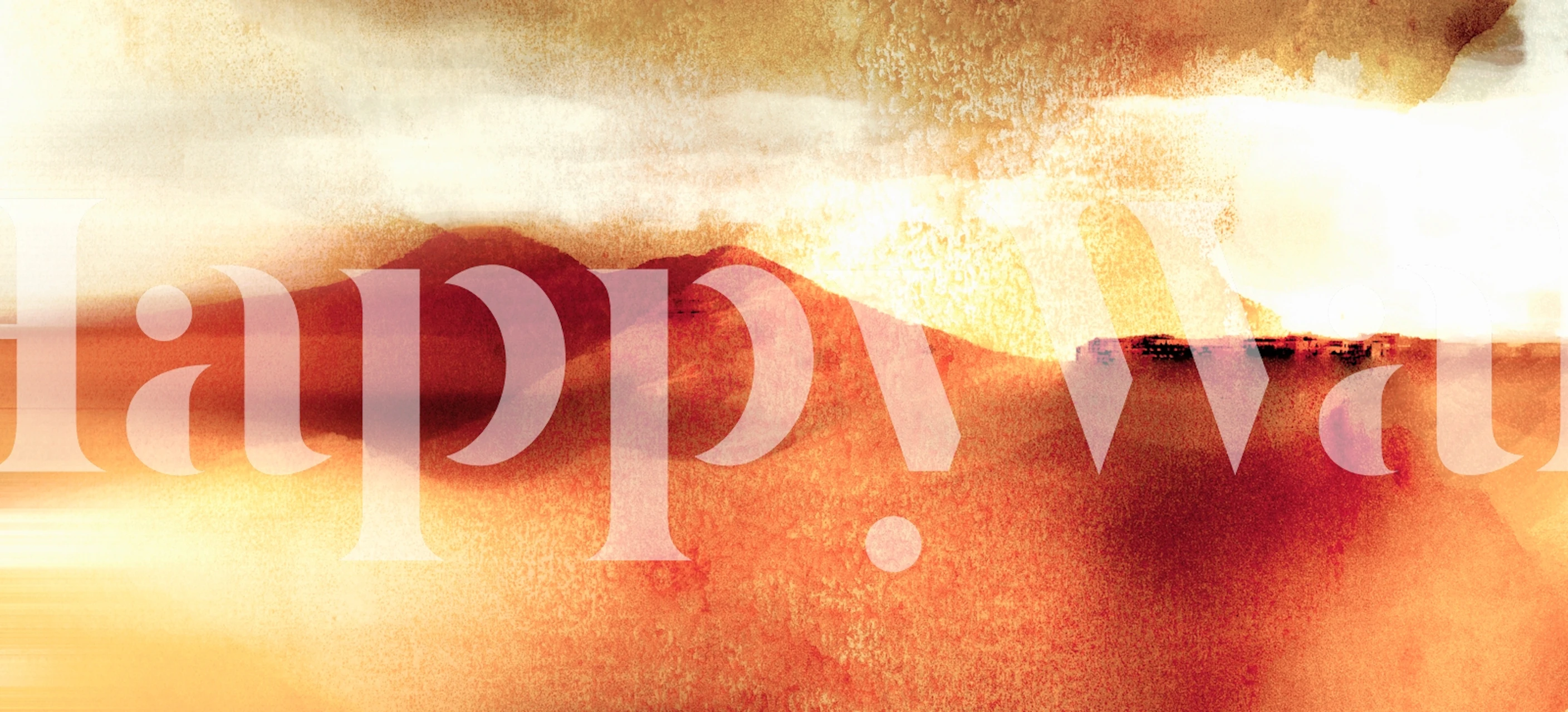 Abstract warm mountain landscape wallpaper with grunge texture