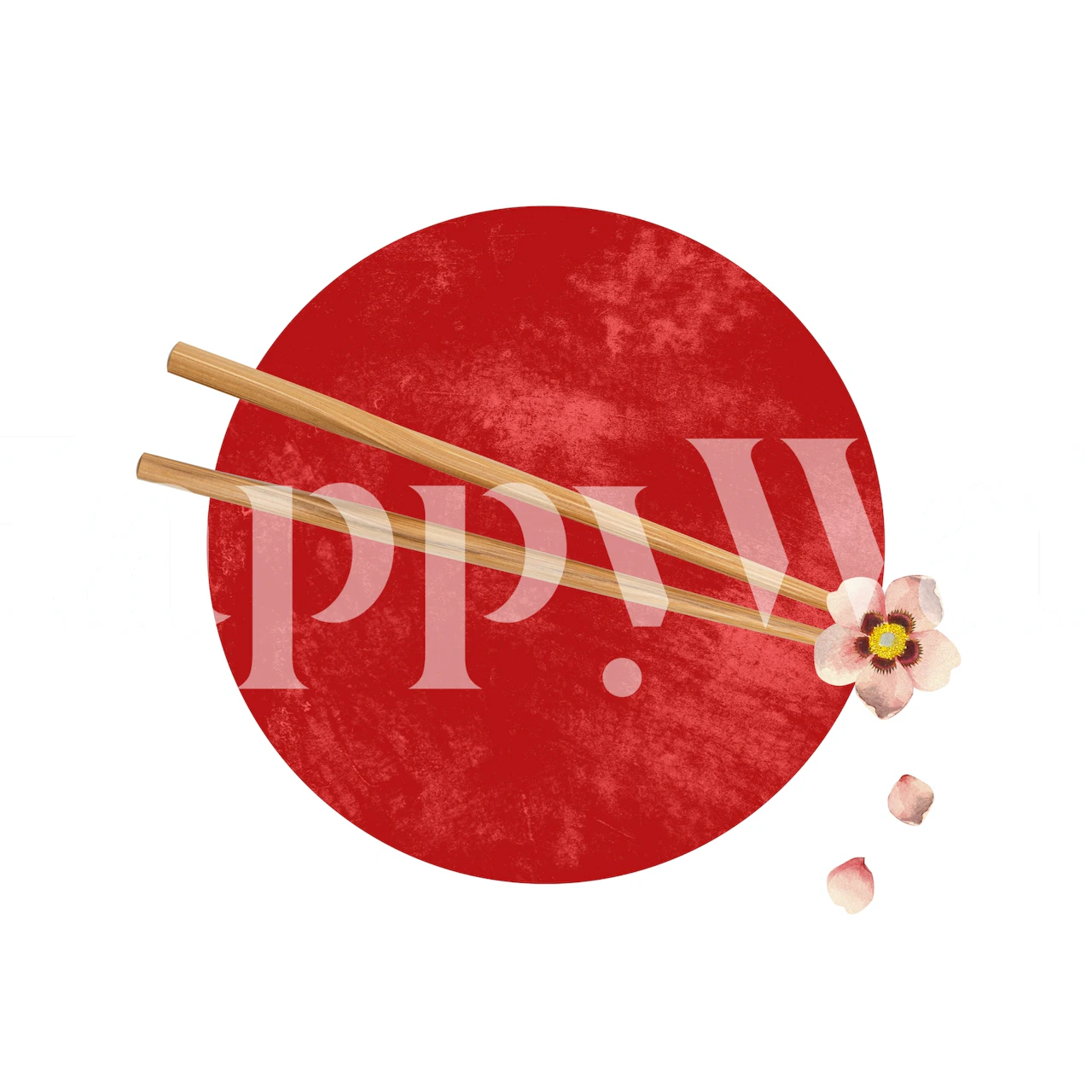 Papier peint Flower Sushi affiché dans une pièce