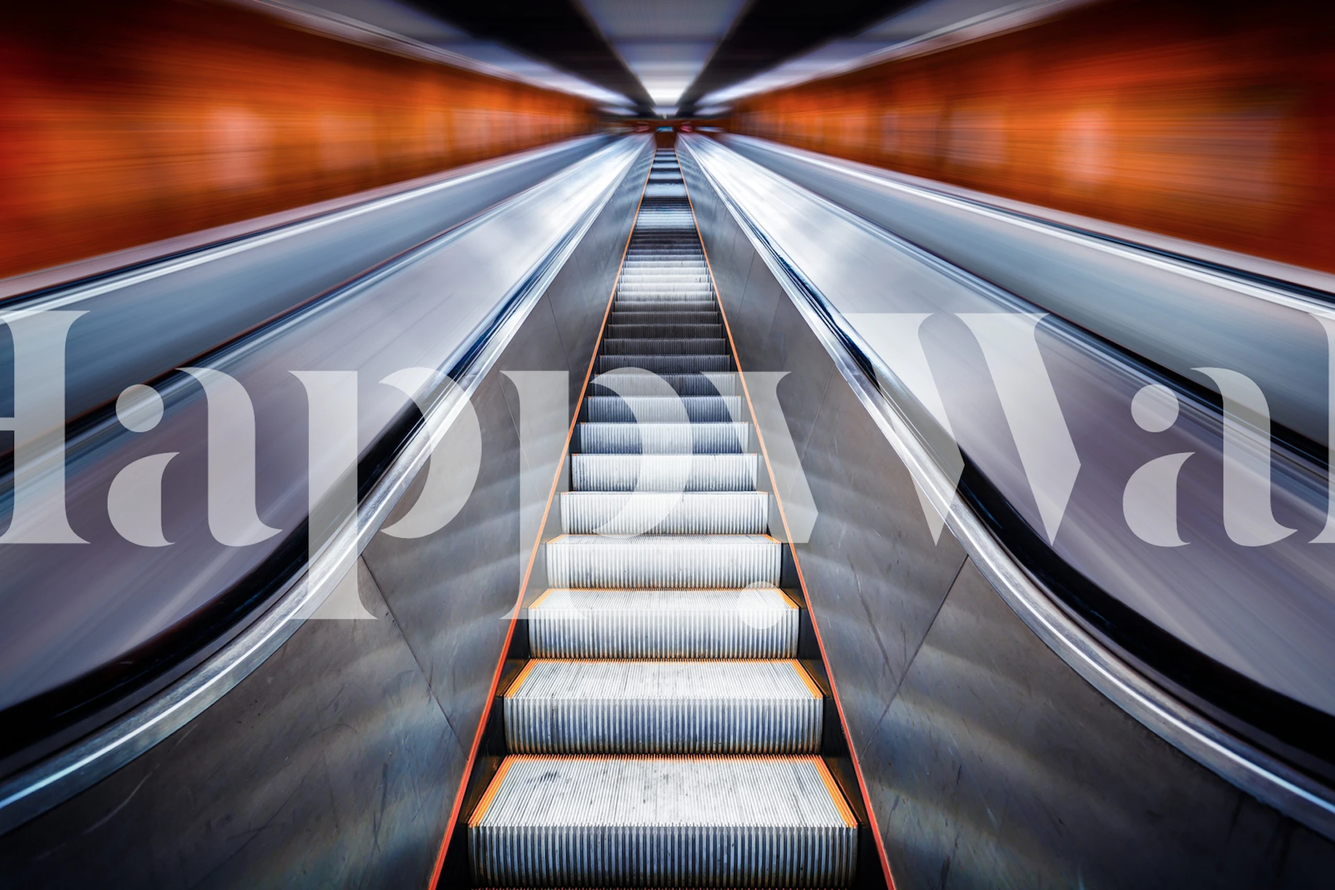 Escalator staircase with dynamic lines and lights abstract wallpaper