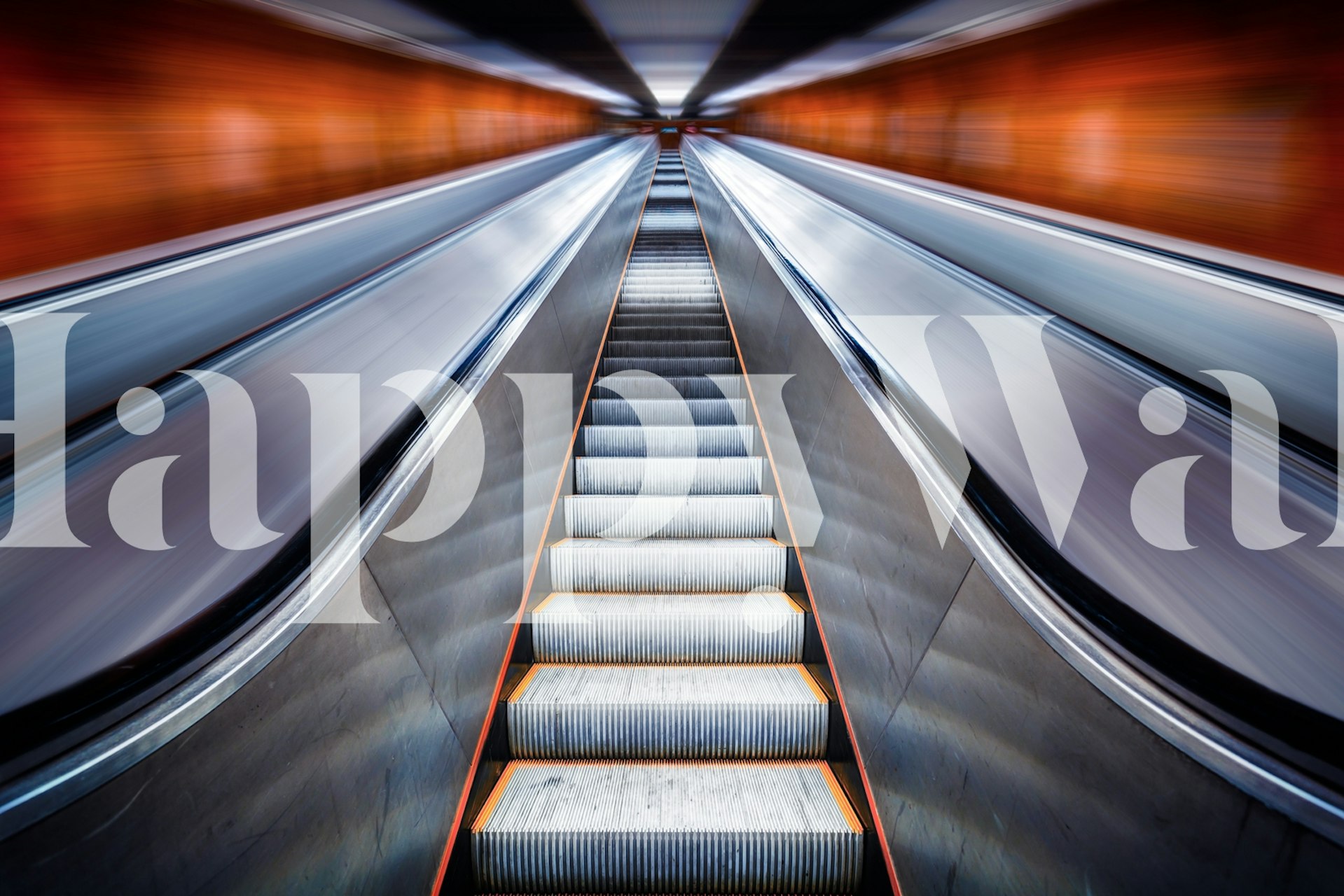 Escalator staircase with dynamic lines and lights abstract wallpaper