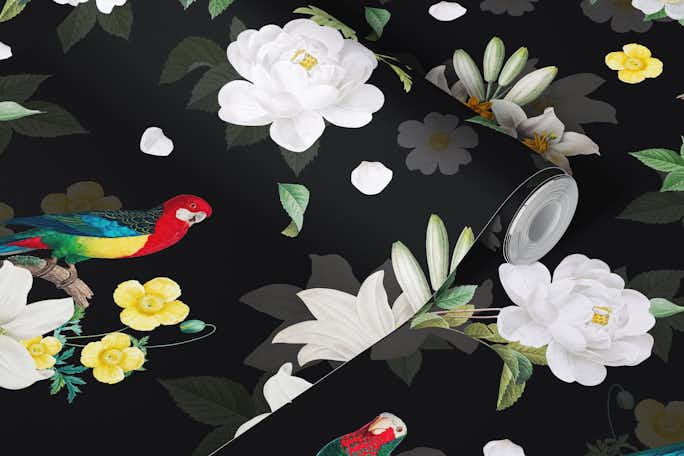 Floral Parrot's Garden Darkwallpaper roll