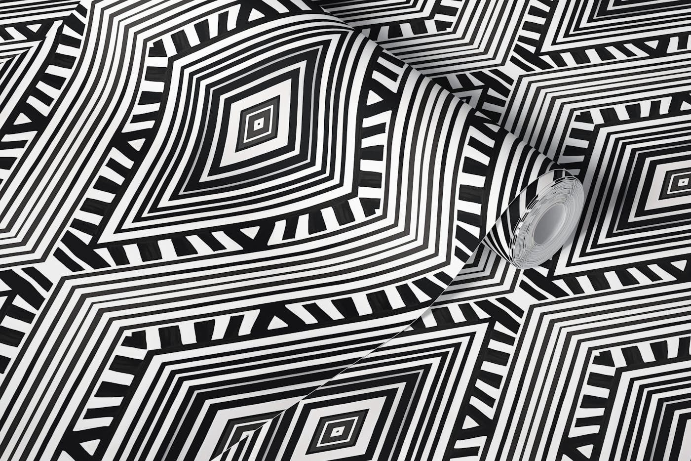 Black And White African Inspired Tribal II wallpaper roll