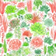 Succulents and cacti in red and green