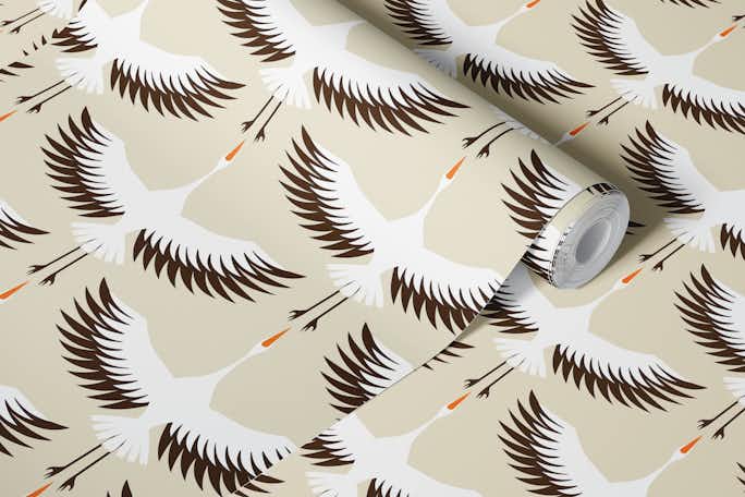Flying Storks Art Deco Birdswallpaper roll